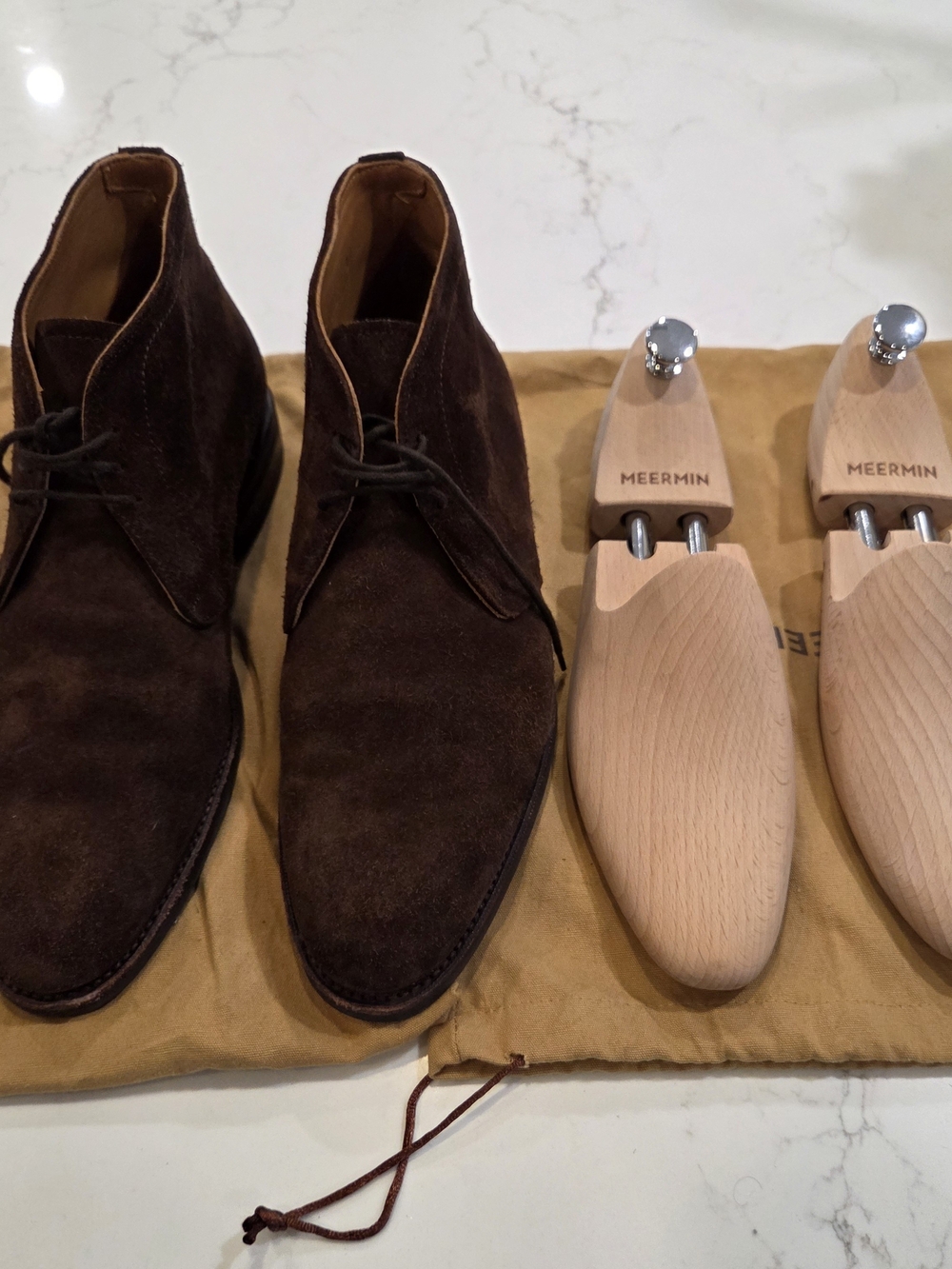 Meermin Men’s Chukka Boots - Brown Suede - Size 8UK